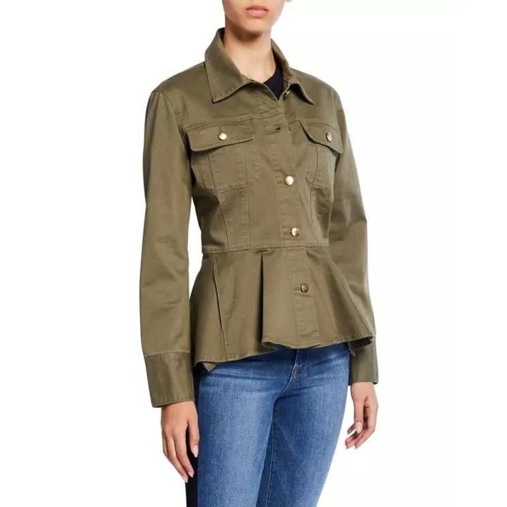 FRAME -983 Denim Women‎ Army Green Peplum Utility Field Jacket FJK328 Small